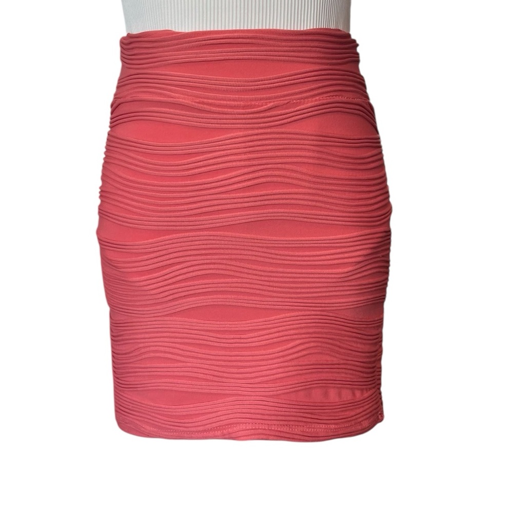 🧡 EUC WET SEAL Coral Ripple Textured Mini Skirt | Women’s Size XS (Estimated)